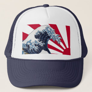 “The Great Wave off Kanagawa”+“Rising sun flag” Trucker Hat