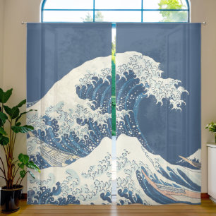 The Great Wave Off Kanagawa Sheer Curtains
