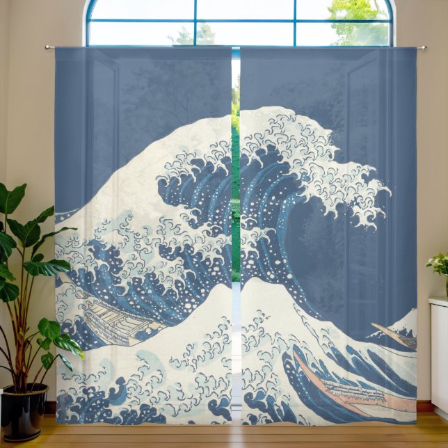 The Great Wave Off Kanagawa Sheer Curtains (Living Room)