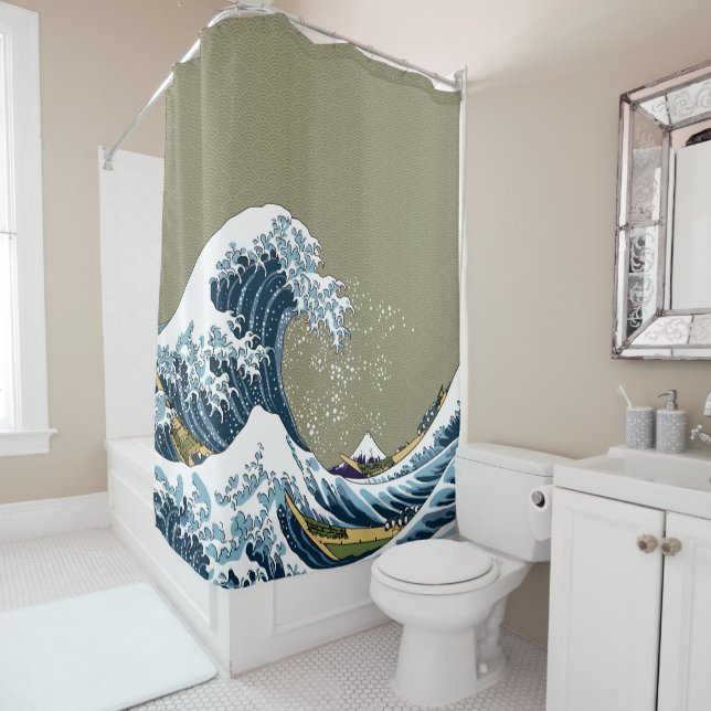 The Great Wave off Kanagawa Shower Curtain (In Situ)