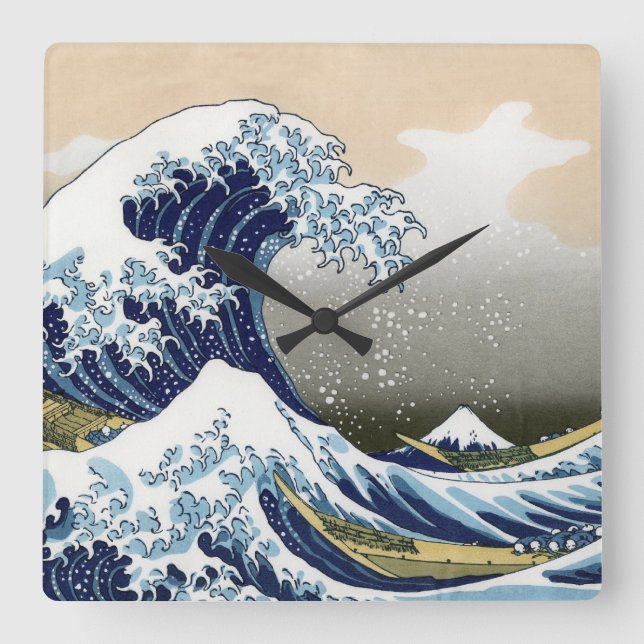 The Great Wave Off Kanagawa Square Wall Clock (Front)