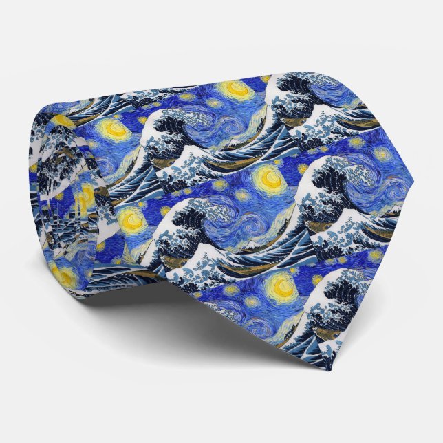 “ The Great Wave off Kanagawa ” + “ Starry night ” Tie (Rolled)