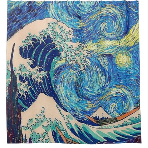 The Great Wave Off Kanagawa The Starry Night Shower Curtain
