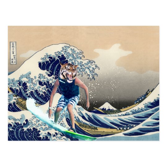 The Great Wave off Kanagawa Tiger Surfer Postcard | Zazzle.com