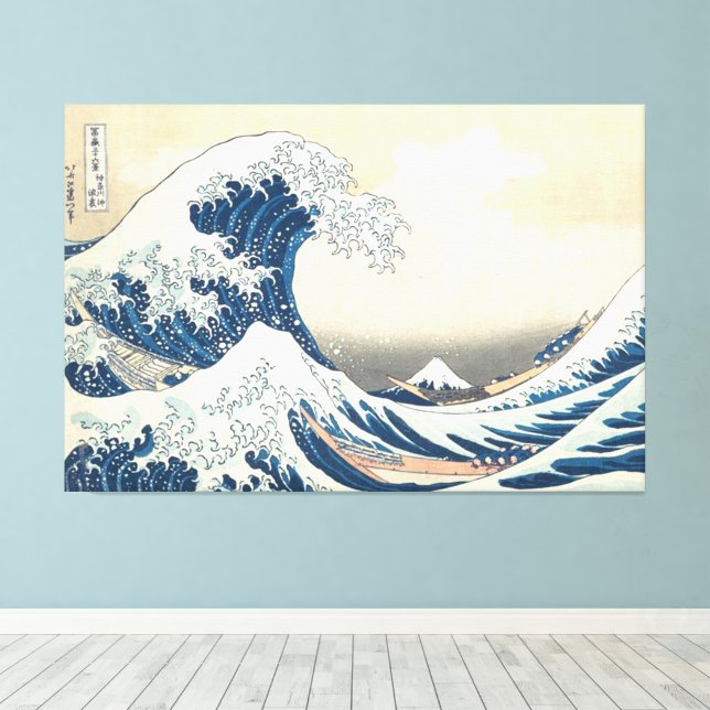 The Great Wave off Kanagawa Ukiyo-e Japanese Art Canvas Print (Insitu(Wood Floor))