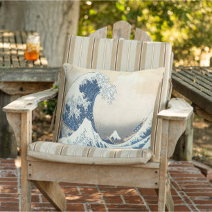 The Great Wave off Kanagawa Ukiyo-e Japanese Patio Outdoor Pillow