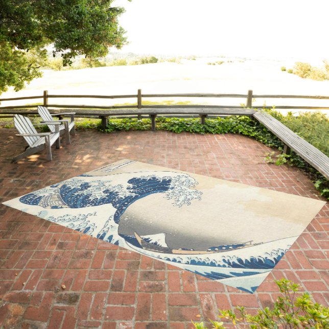 The Great Wave off Kanagawa Ukiyo-e Japanese Patio Outdoor Rug (Insitu (Outdoor 3))