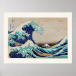 The Great Wave off Kanagawa vintage illustration Poster<br><div class="desc">wall art print and poster remix from original painting by Katsushika Hokusai; small poster with border,  choose your size.</div>
