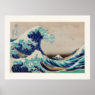 The Great Wave off Kanagawa vintage illustration Poster