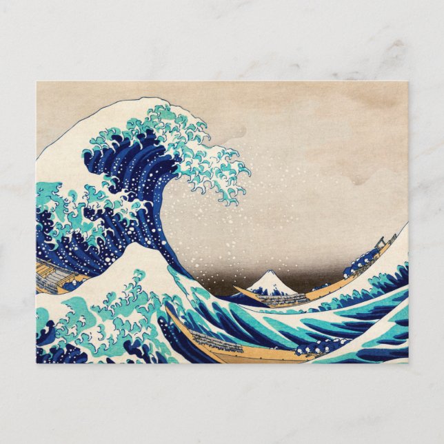 The Great Wave off Kanagawa Vintage Japanese Art Postcard (Front)
