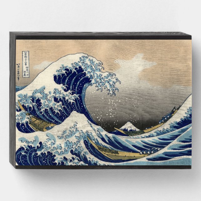 The Great Wave off Kanagawa Wood Box Sign (Front Horizontal)