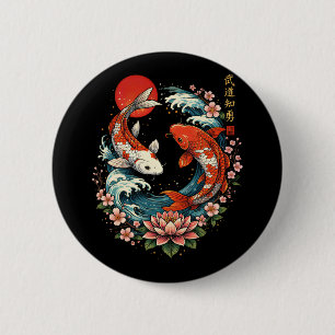 The Great Wave Off Koi Fish Button