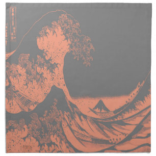 The Great Wave Peach & Gray Napkin