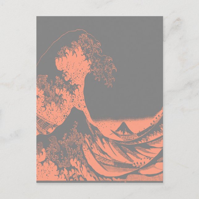 The Great Wave Peach & Gray Postcard (Front)