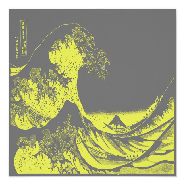 The Great Wave Poster Yellow & Gray (Front)