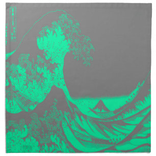 The Great Wave Seafoam Green & Gray Cloth Napkin