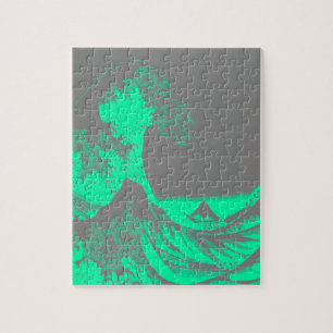 The Great Wave Seafoam Green & Gray Jigsaw Puzzle