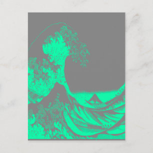 The Great Wave Seafoam Green & Gray Postcard