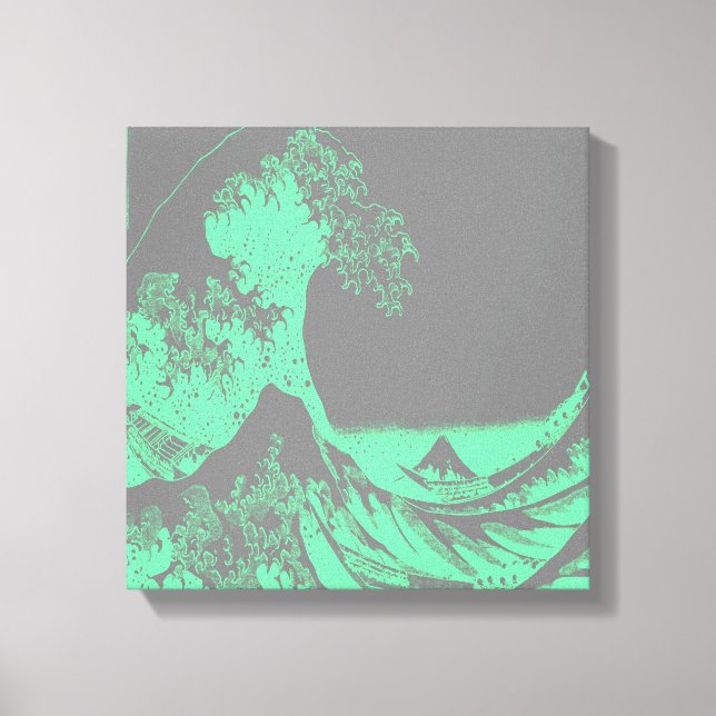 The Great Wave Seafoam Green & Gray Wrapped Canvas Print (Front)