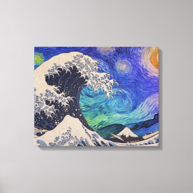 The Great Wave Starry Night Canvas Print (Front)