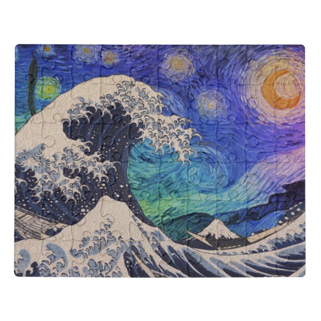 The Great Wave Starry Night Jigsaw Puzzle (Puzzle Horizontal)