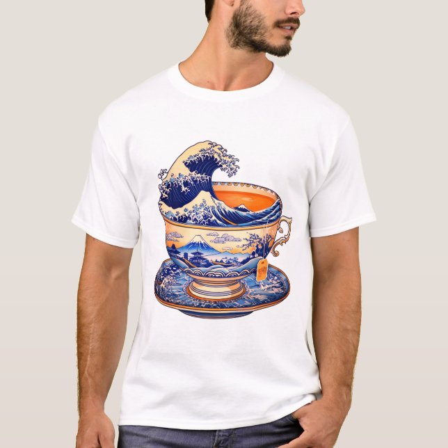 The Great Wave Tea Cup T-Shirt (Front)