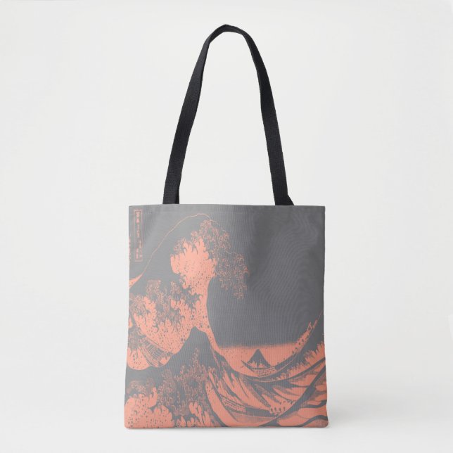 The Great Wave Tote Bag Blue & Gray (Front)