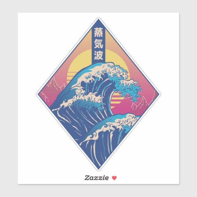 The Great Wave Vaporwave Sticker (Sheet)