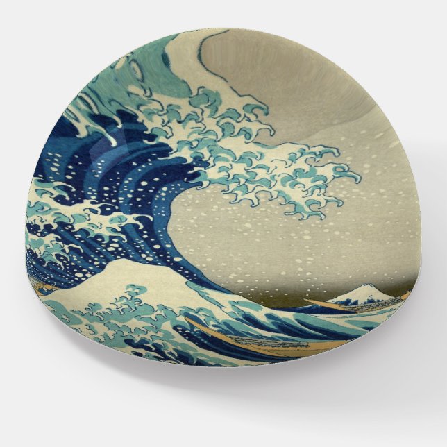 The Great Wave- Vintage Japanese Woodblock Paperweight (Angled)