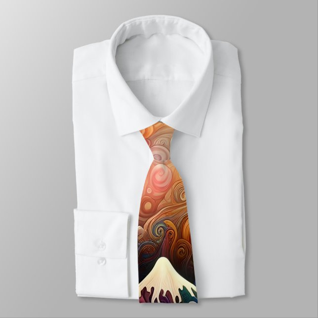 The Great Wave, wave off Kanagawa v3 Neck Tie (Tied)