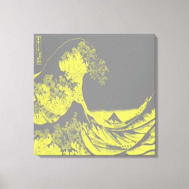 The Great Wave Wrapped Canvas Yellow & Gray Print (Front)