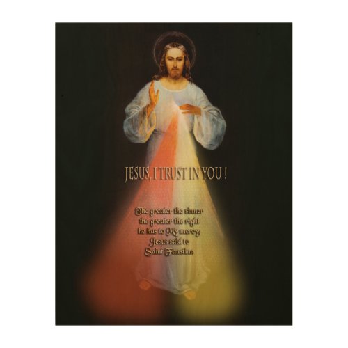 The Greater the Sinner Divine Mercy Image Wood Wall Art