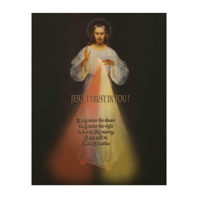 The Greater the Sinner Divine Mercy Image Wood Wall Art (Front)