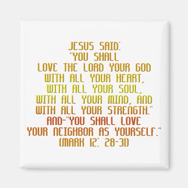 The Greatest Commandment Magnet (Front)