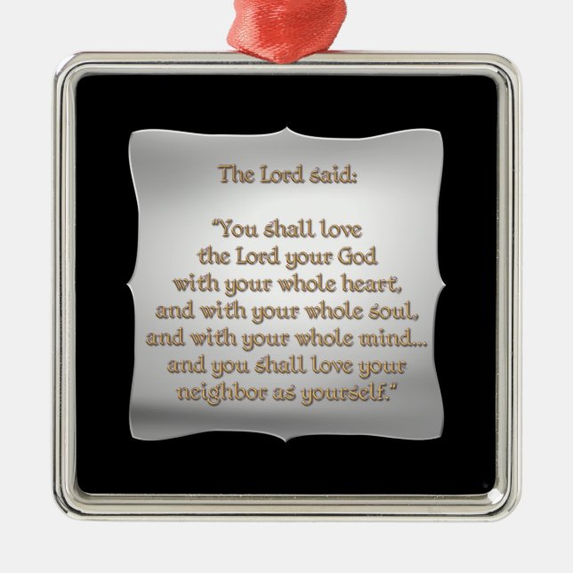 The Greatest Commandment Metal Ornament (Front)