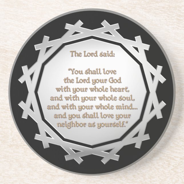 The Greatest Commandment Sandstone Coaster (Front)