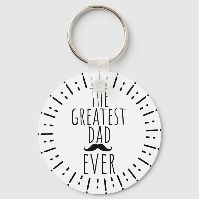 The Greatest Dad Ever Vintage Mustache Keychain (Front)