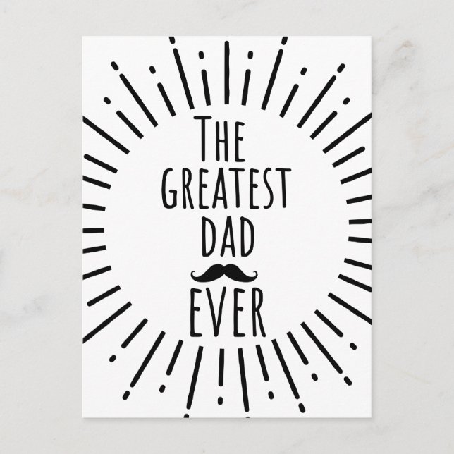 The Greatest Dad Ever Vintage Mustache Postcard (Front)