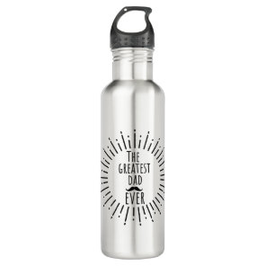 The Greatest Dad Ever Vintage Mustache Stainless Steel Water Bottle