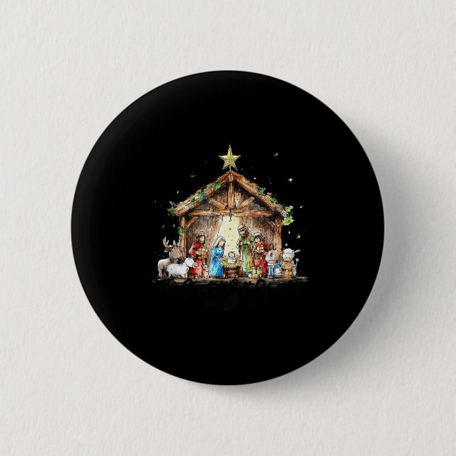 The Greatest Gift For All Christmas Nativity Jesus Button (Front)