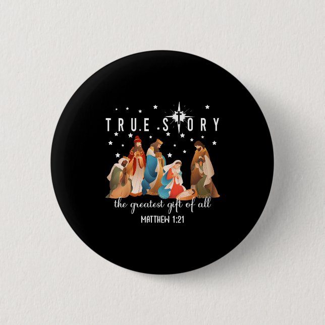 The Greatest Gift For All Christmas Nativity Jesus Button (Front)