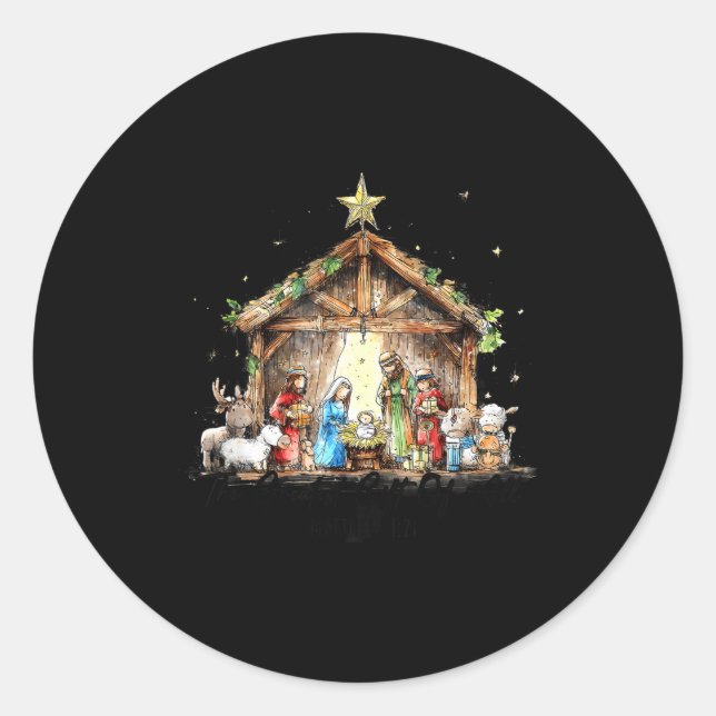 The Greatest Gift For All Christmas Nativity Jesus Classic Round Sticker (Front)