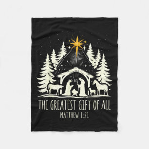 The Greatest Gift For All Christmas Nativity Jesus Fleece Blanket