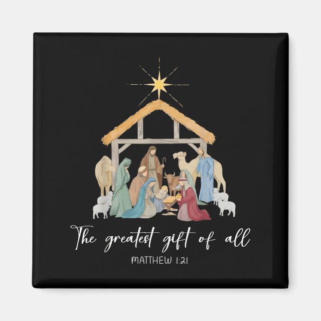 The Greatest Gift For All Christmas Nativity Jesus Magnet (Front)