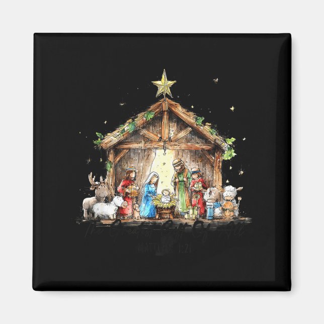 The Greatest Gift For All Christmas Nativity Jesus Magnet (Front)