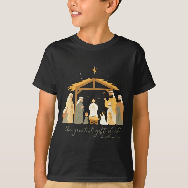 The Greatest Gift For All Christmas Nativity Jesus T-Shirt (Front)
