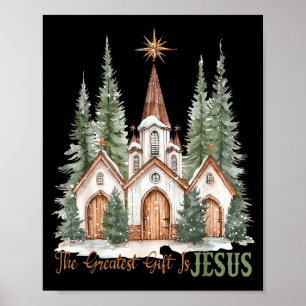 The Greatest Gift Is Jesus Christian Xmas Holiday Poster