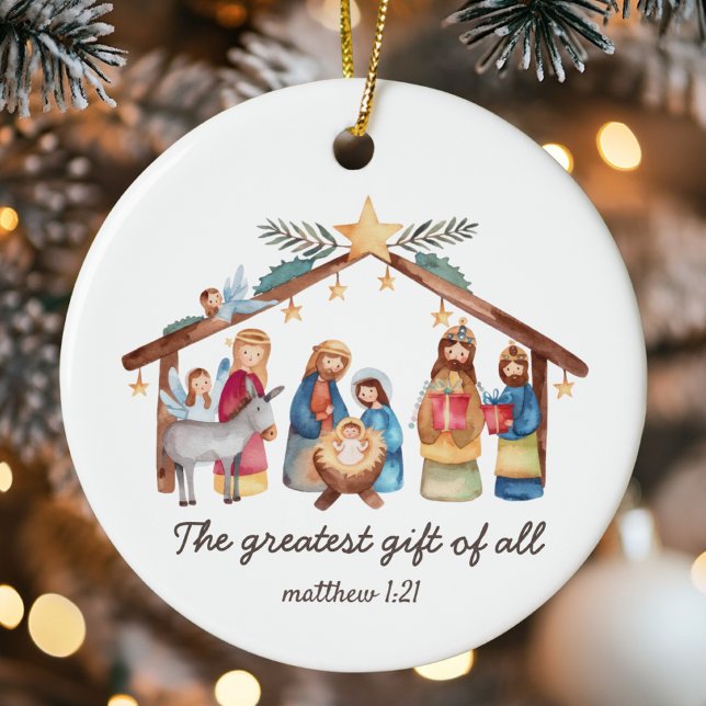 The Greatest Gift of All Nativity Christmas Custom Ceramic Ornament (Creator Uploaded)