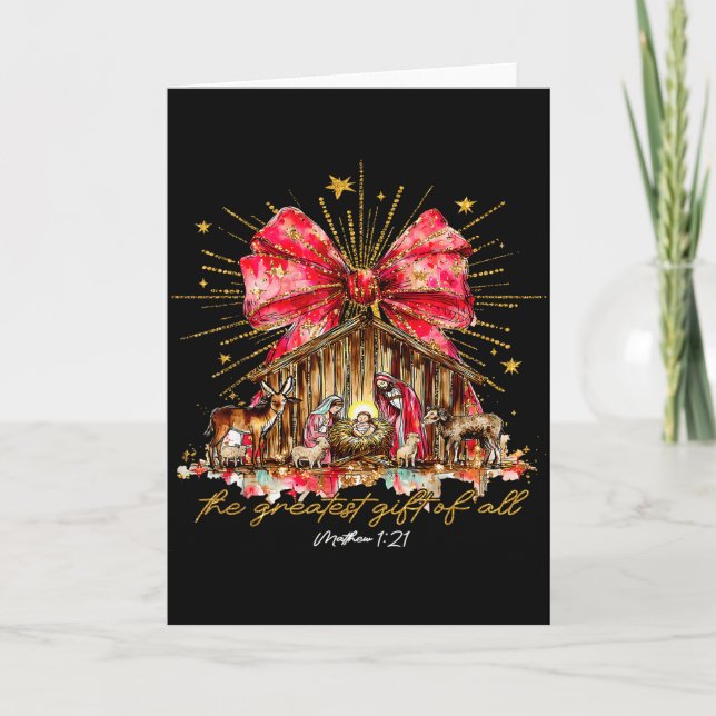 The Greatest Gift Of All Nativity Scene Christian  Card (Front)