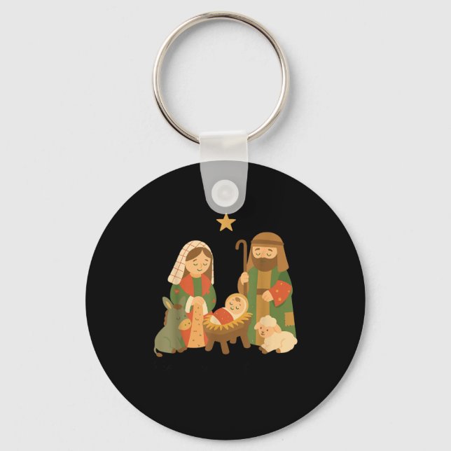 The Greatest Gift Off All Nativity Scene Jesus Mat Keychain (Front)
